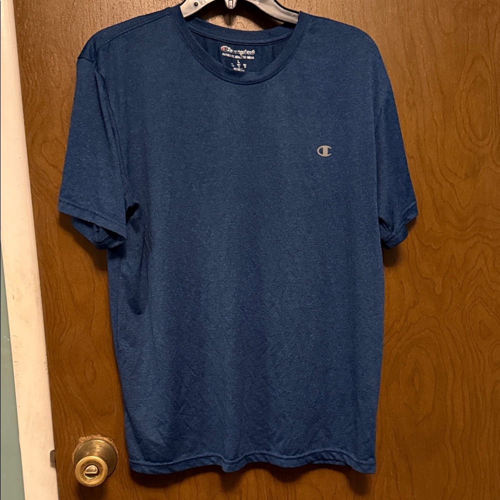 Champion Men's Heather Blue Dry fit Short Sleeve Tee Size L